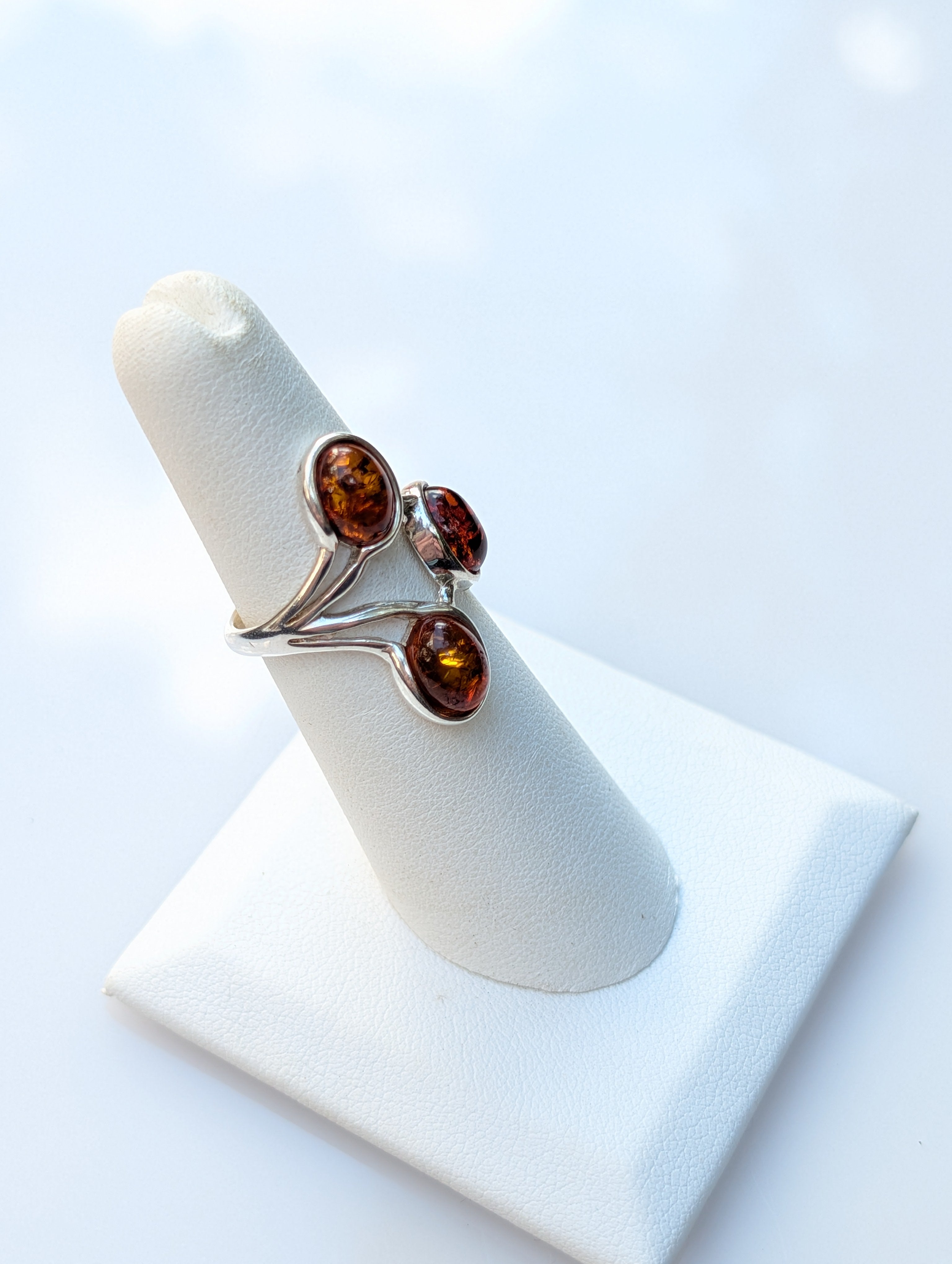 Trinity of Light Ring | Silver Amber Ring | Tears of the Sun