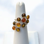 Amber Garden Ring | Silver Amber Cocktail Ring | Tears of the Sun