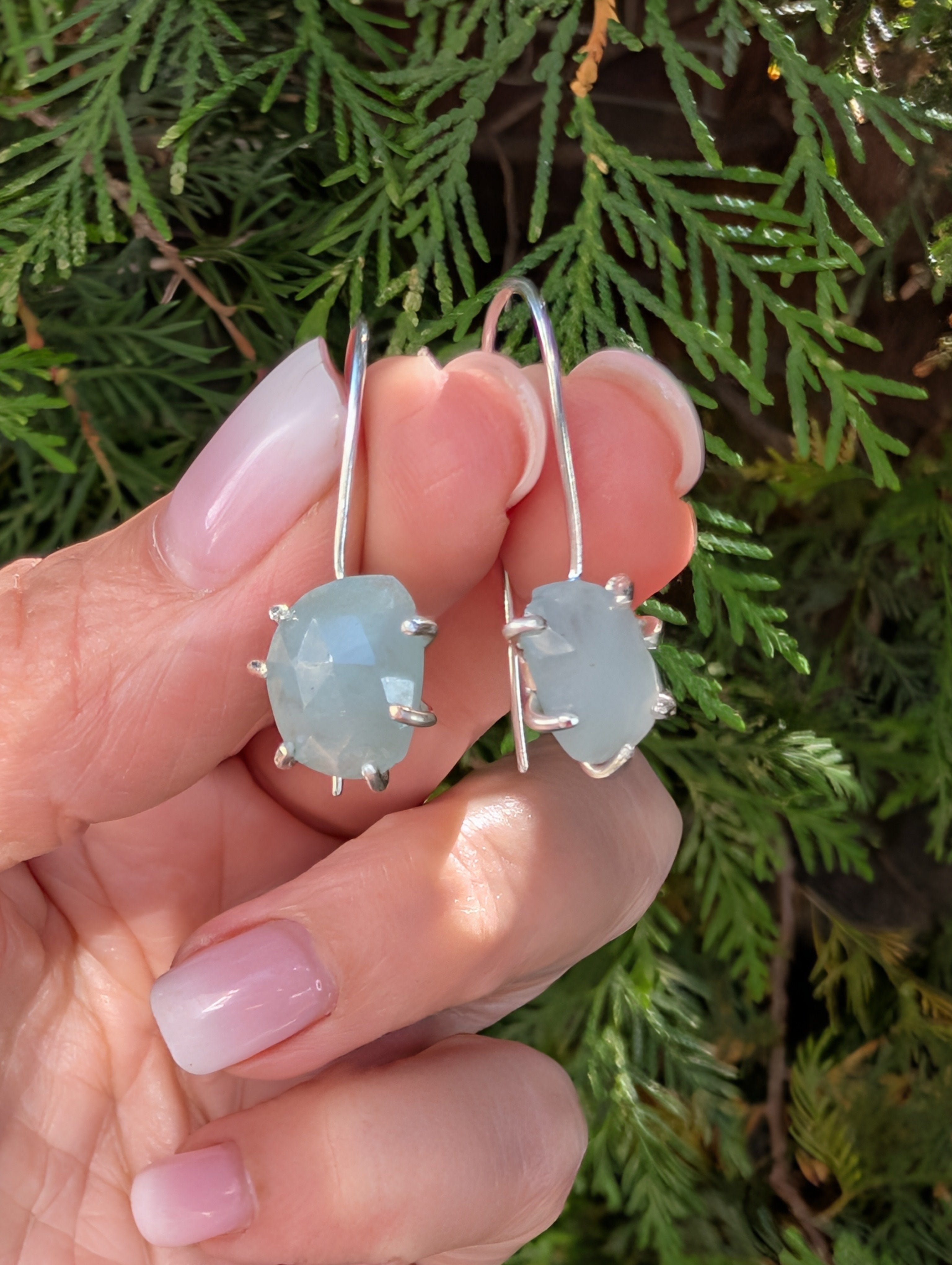 Tidal Grace Earrings – Aquamarine Beryl, Sterling Silver | Pair B