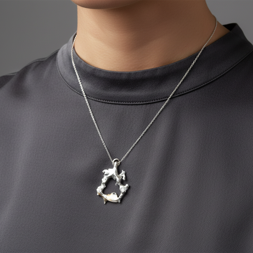 Sterling Silver Pendant — One-of-a-Kind Organic Form