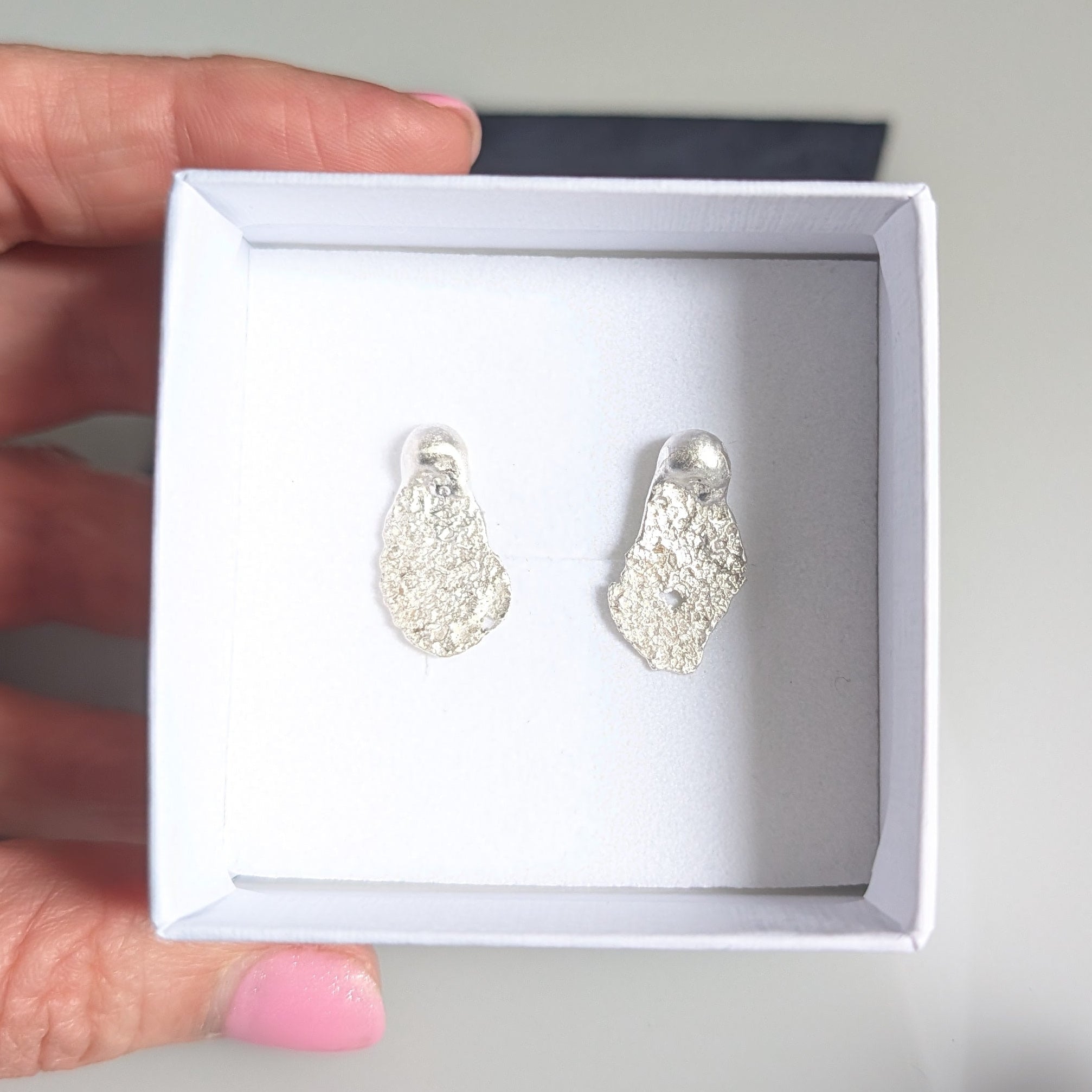 Sterling Silver Stud Earrings – Artemis Seed Earrings | OOAK Organic Silver Studs (0.75")