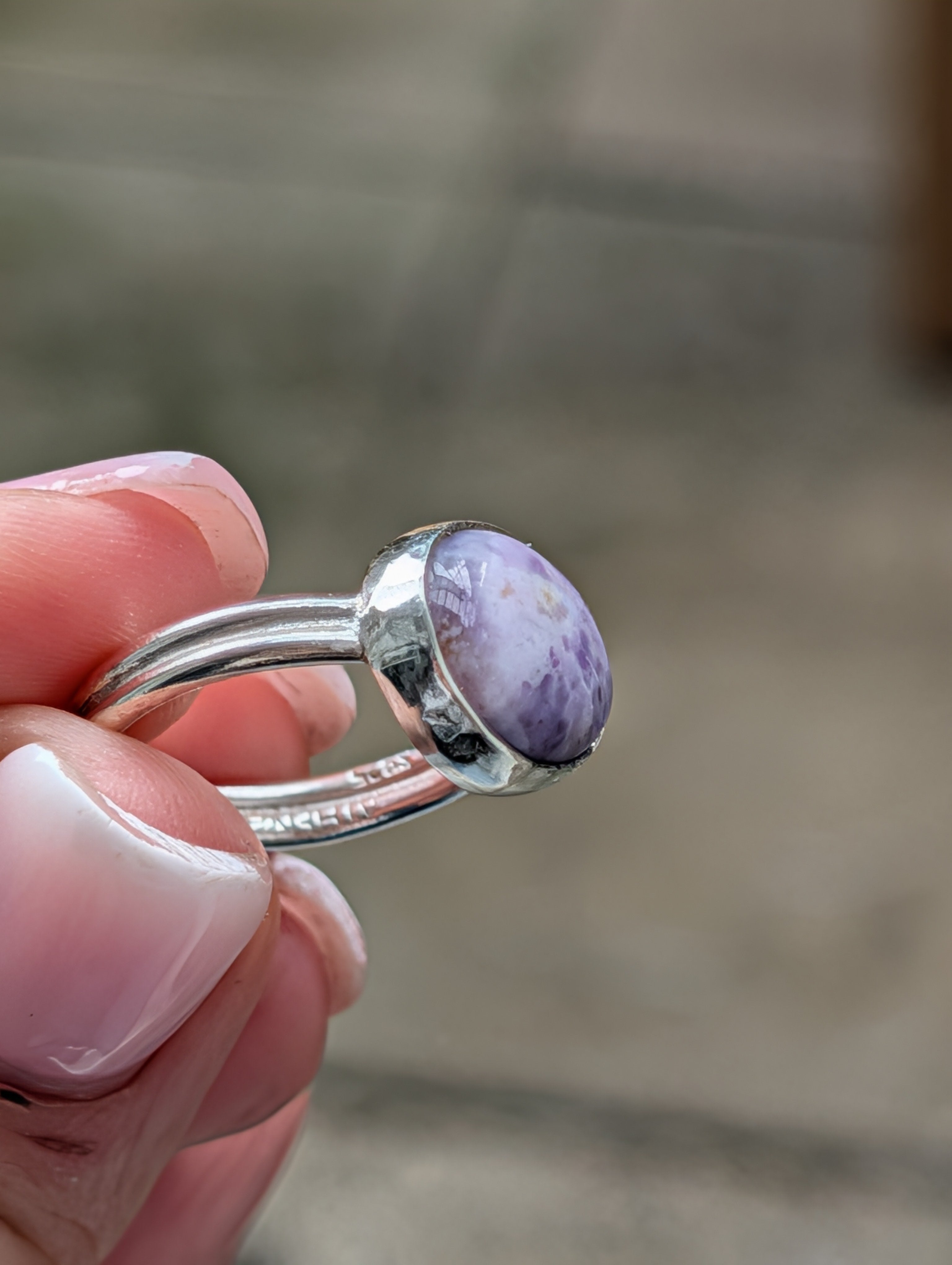 Tiffany Stone Silver Bezel Ring – Elysia | Rare Purple Gemstone | One-of-a-Kind Sterling Silver Jewelry