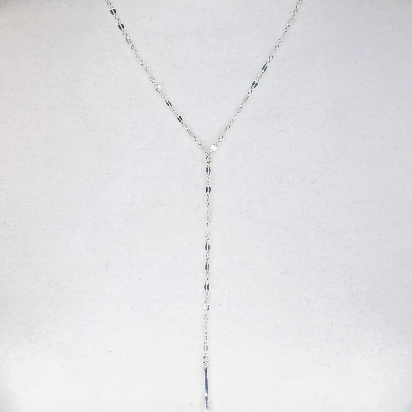 Shimmering Bar Drop Lariat Necklace in Sterling Silver