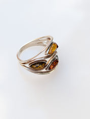 Amber Current Ring | Silver Baltic Amber Ring | Tears of the Sun
