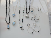 Blue Opal Triangle Necklace in Sterling Silver