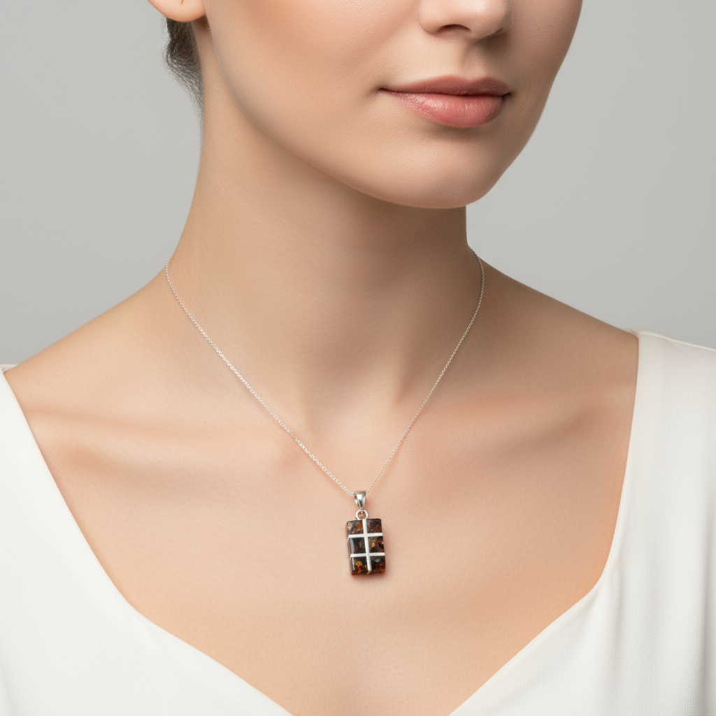 Golden Axis Pendant | Sterling Silver Baltic Amber | Tears of the Sun