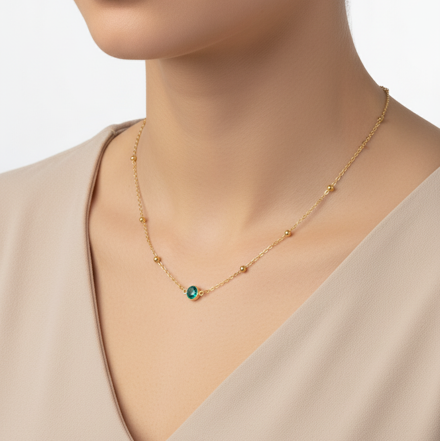 Sample Sale: Single Birthstone Stainless Steel Necklace
