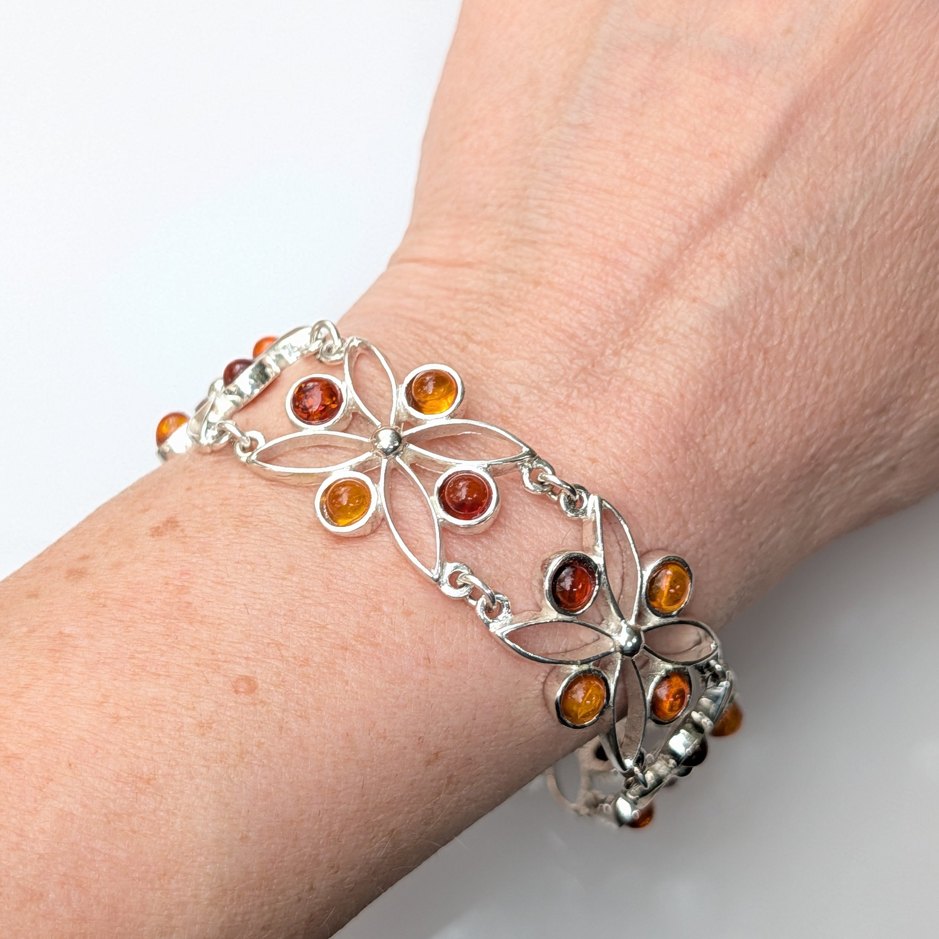 Solar Garden Bracelet | Sterling Silver Baltic Amber Bracelet | Tears of the Sun