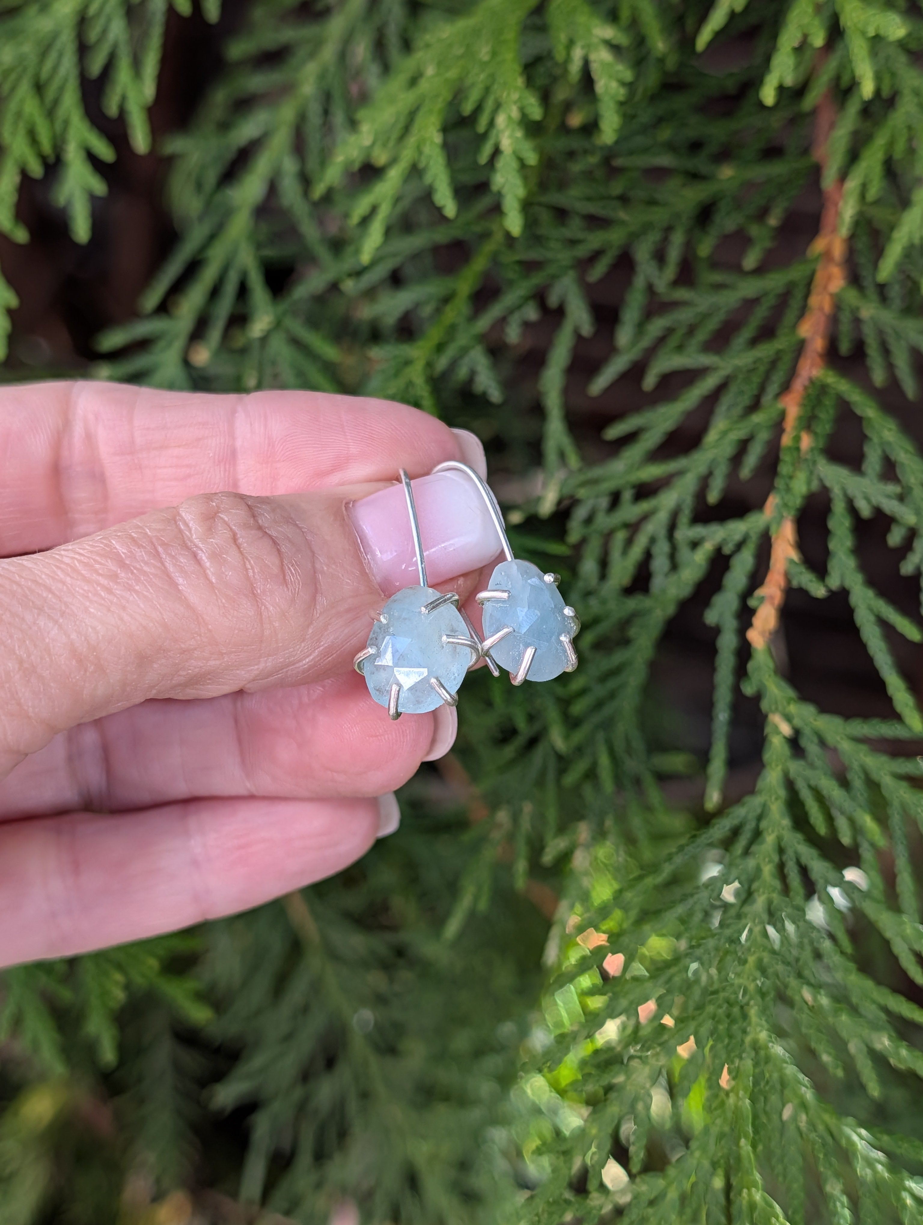 Tidal Grace Earrings – Aquamarine Beryl, Sterling Silver | Pair A