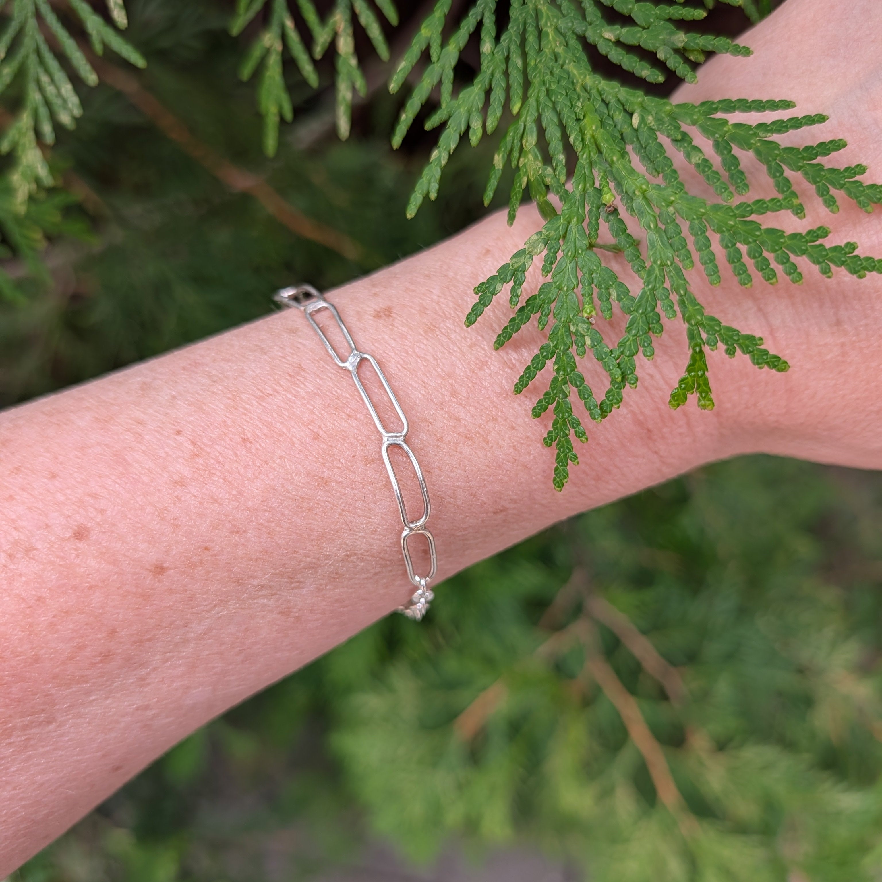 Linked Silver Bracelet – Sterling Silver Chain Link Bracelet, Everyday Jewelry