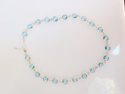 Aquamarine Necklace – Sterling Silver Bezel Set, 16"