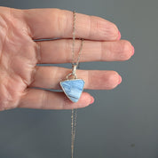 Blue Opal Triangle Necklace in Sterling Silver
