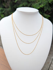 Sample Sale: Gold Layered Necklace – 3 Strand Waterproof Stainless Steel Chain Necklace