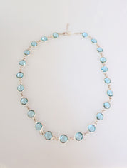 Aquamarine Necklace – Sterling Silver Bezel Set, 16"