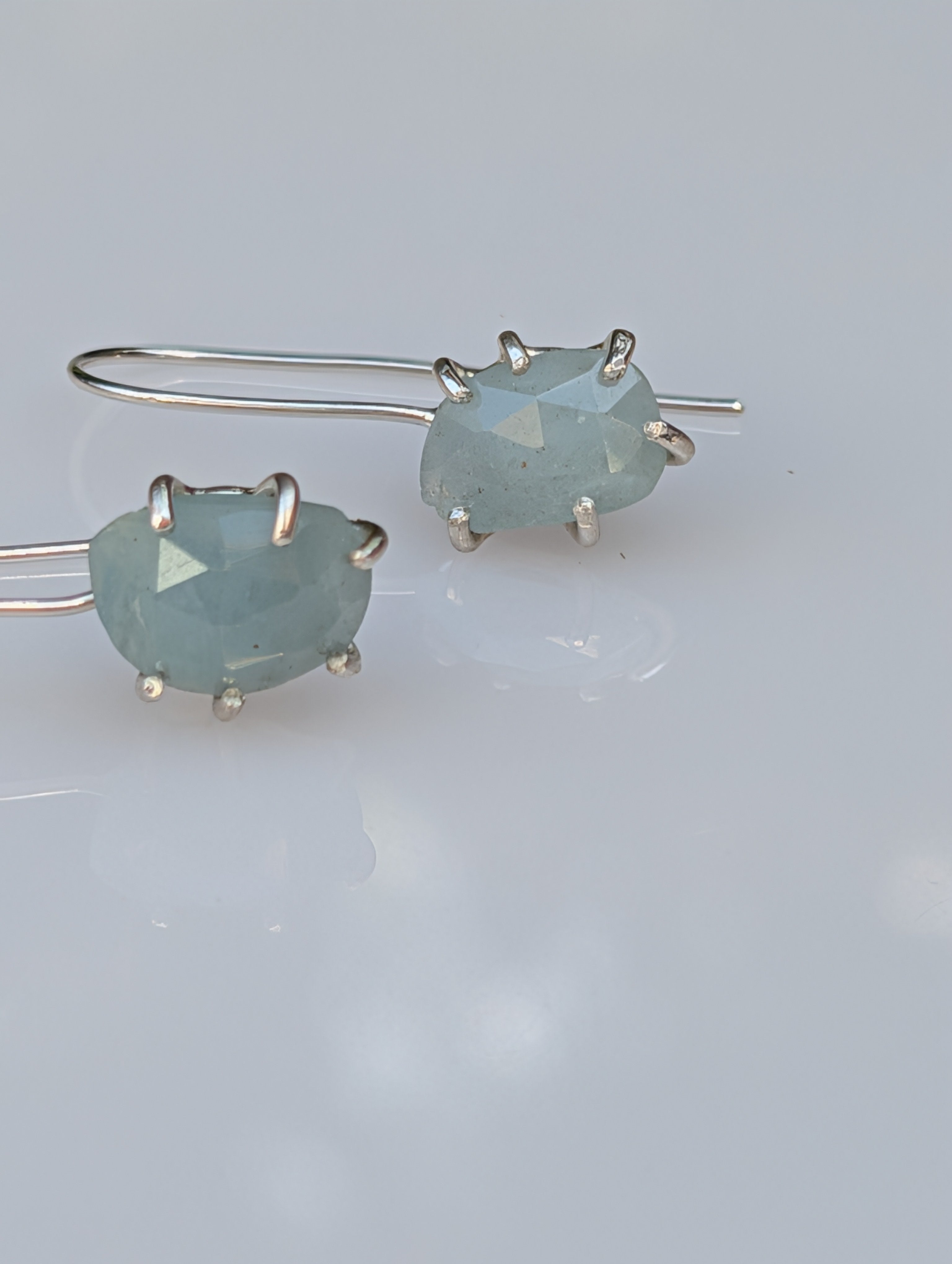 Tidal Grace Earrings – Aquamarine Beryl, Sterling Silver | Pair B