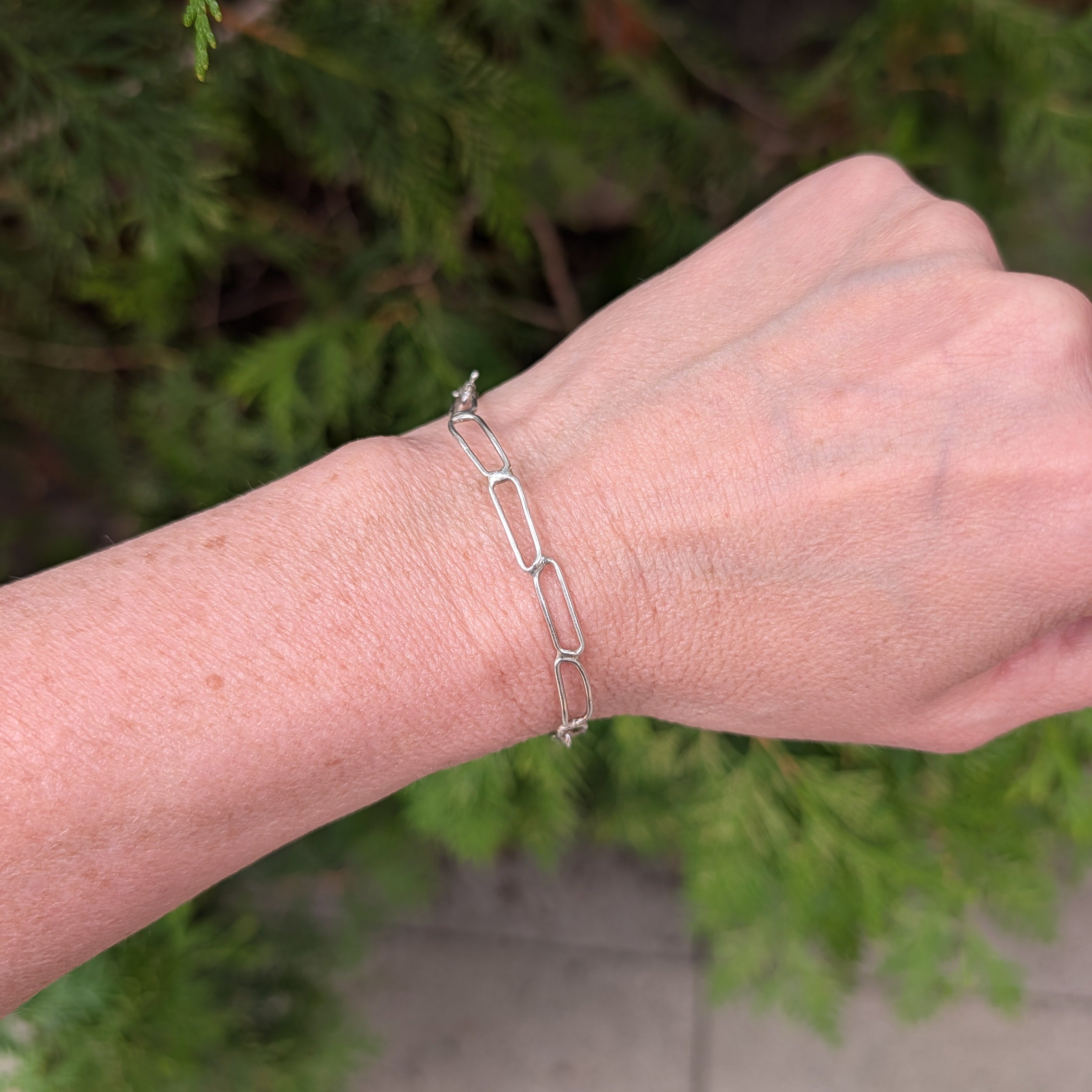 Linked Silver Bracelet – Sterling Silver Chain Link Bracelet, Everyday Jewelry