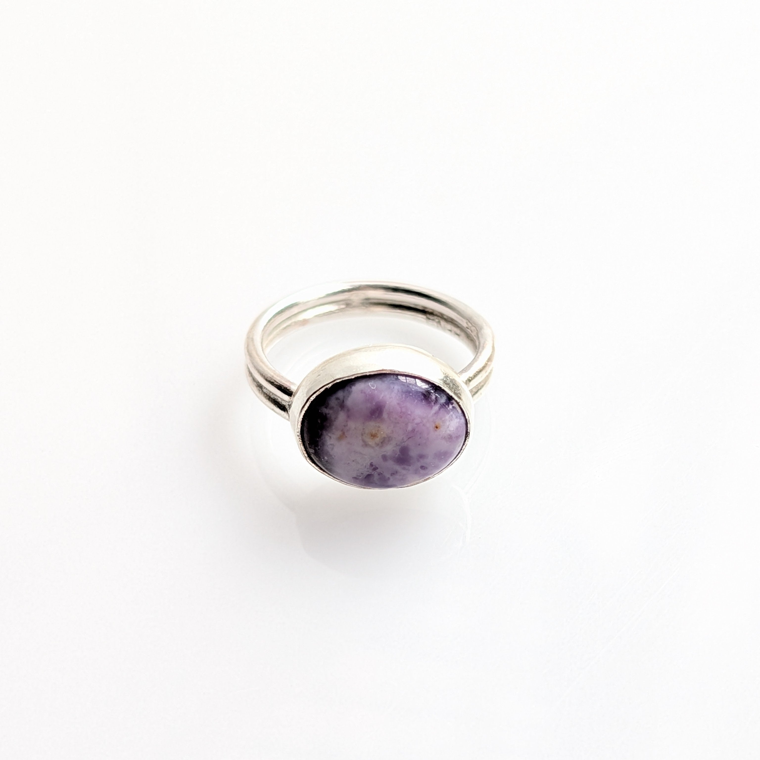 Tiffany Stone Silver Bezel Ring – Elysia | Rare Purple Gemstone | One-of-a-Kind Sterling Silver Jewelry