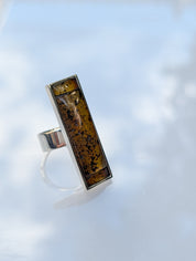 Forest Light Ring | Silver Baltic Amber Ring | Tears of the Sun Collection