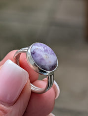 Tiffany Stone Silver Bezel Ring – Elysia | Rare Purple Gemstone | One-of-a-Kind Sterling Silver Jewelry