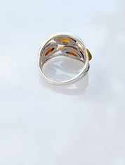 Amber Current Ring | Silver Baltic Amber Ring | Tears of the Sun