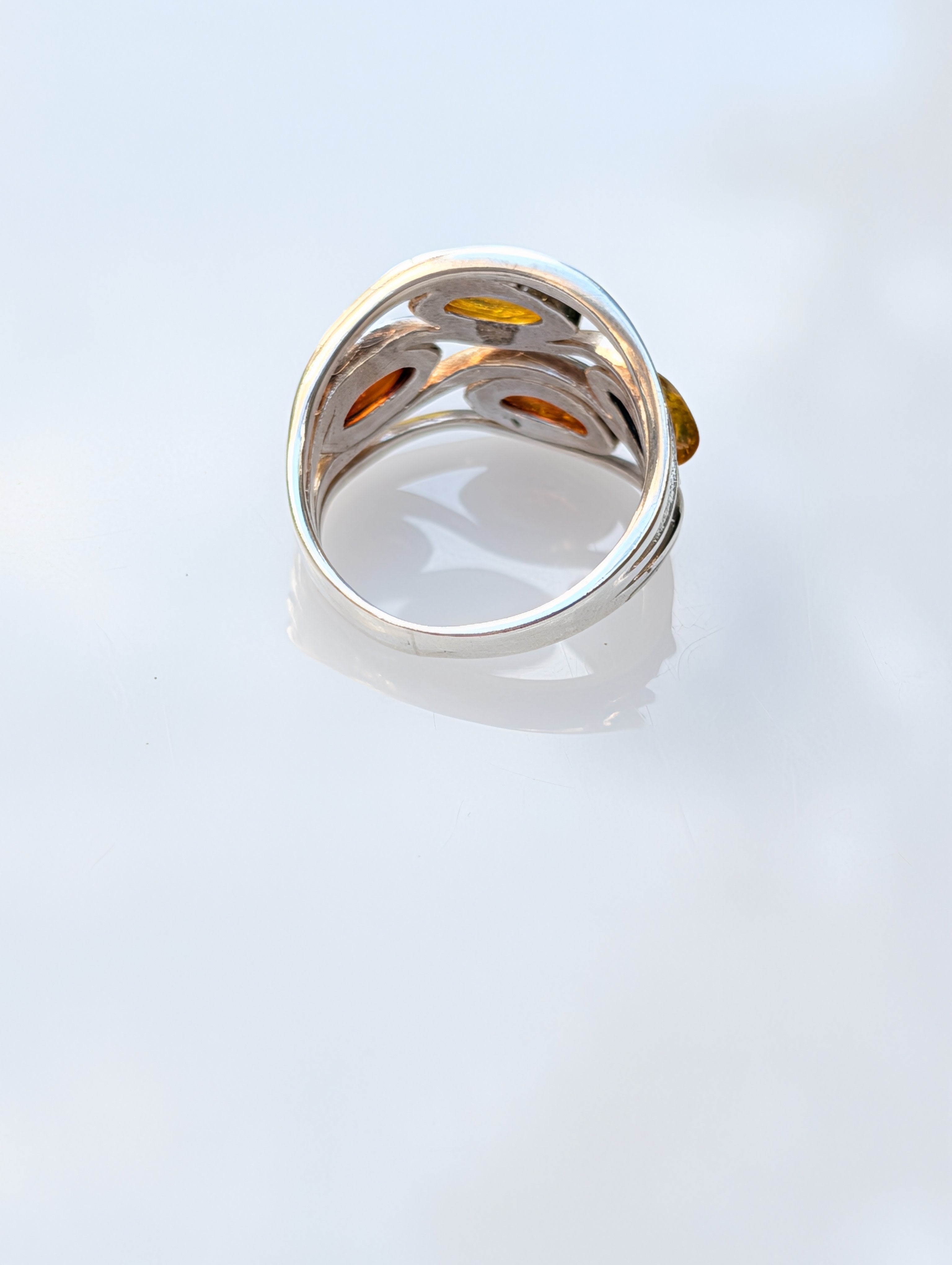 Amber Current Ring | Silver Baltic Amber Ring | Tears of the Sun