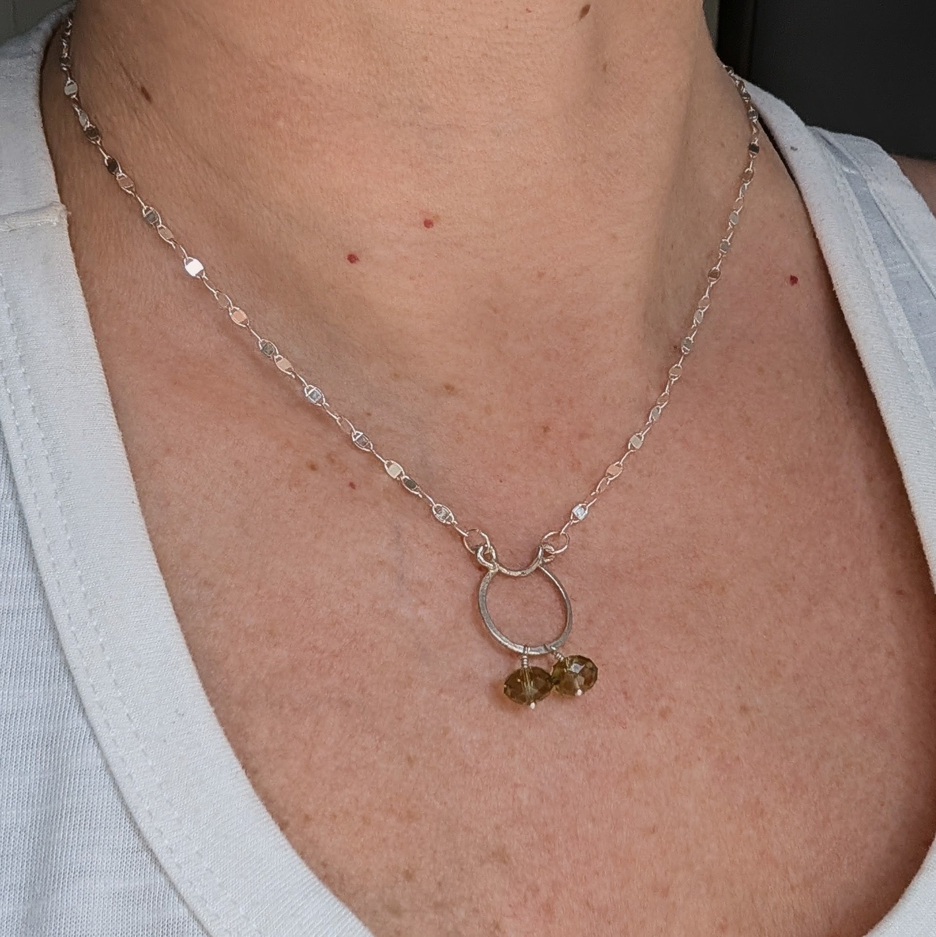 Juniper Drop Necklace – Sterling Silver with Green Swarovski Crystals