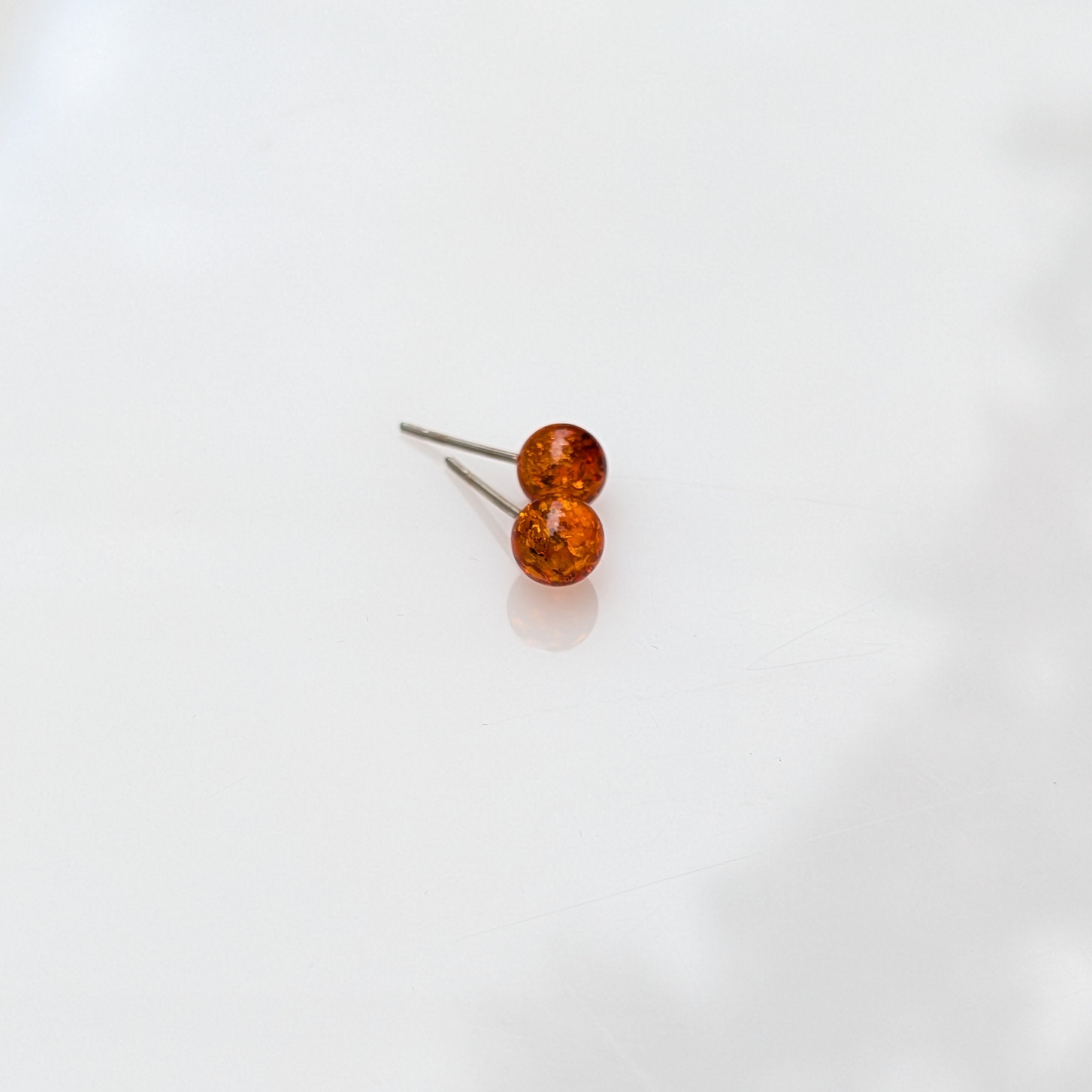 Amber Globes Studs | Sterling Silver Baltic Amber |Tears of the Sun