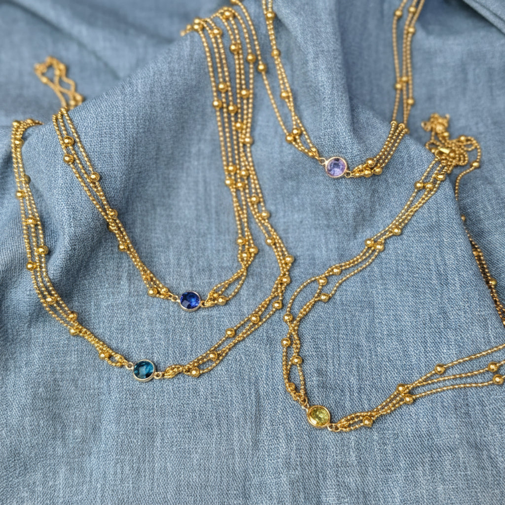 Sample Sale: Stainless Steel Birthstone Necklace