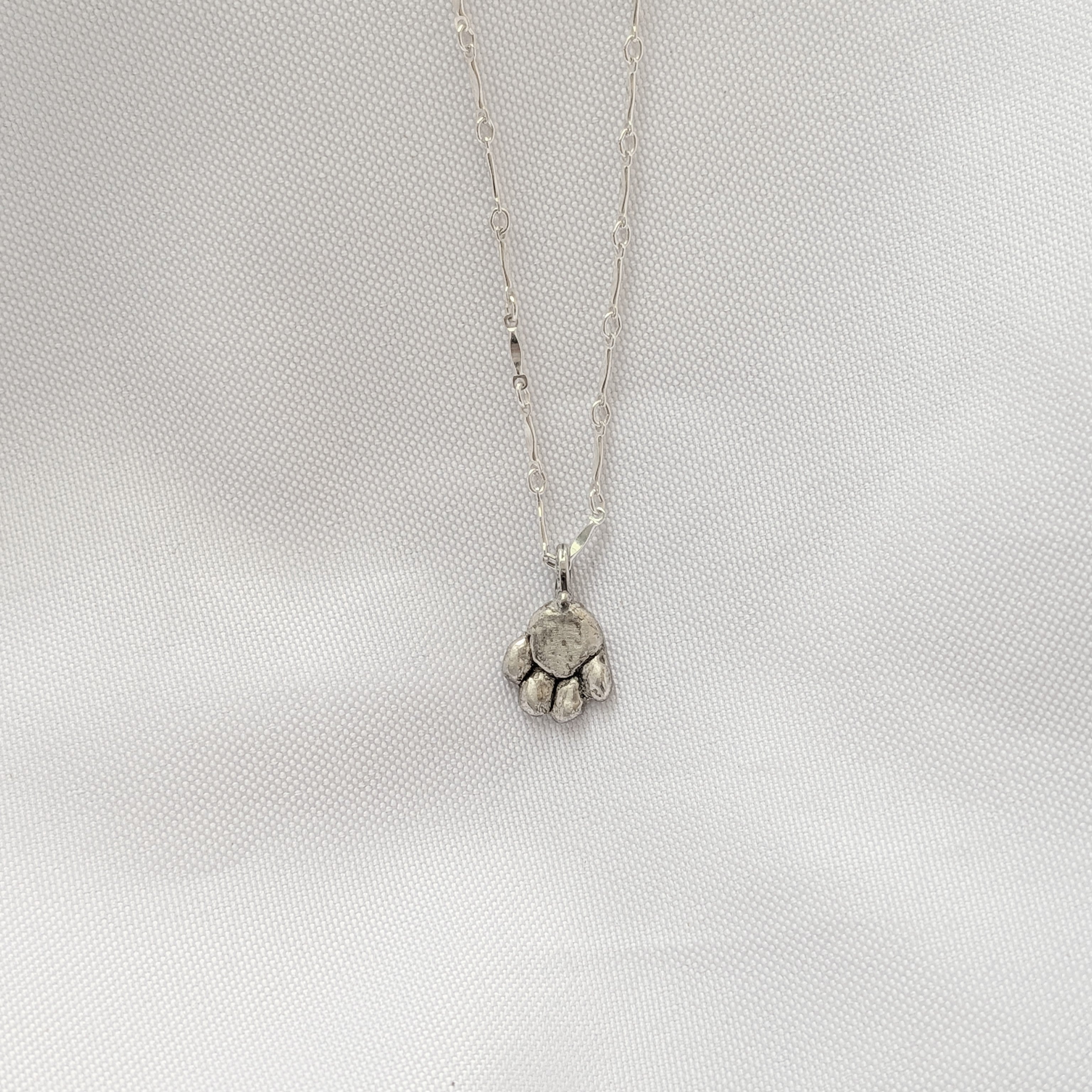 Sterling Silver Paw Print Necklace – Custom Pet Jewelry