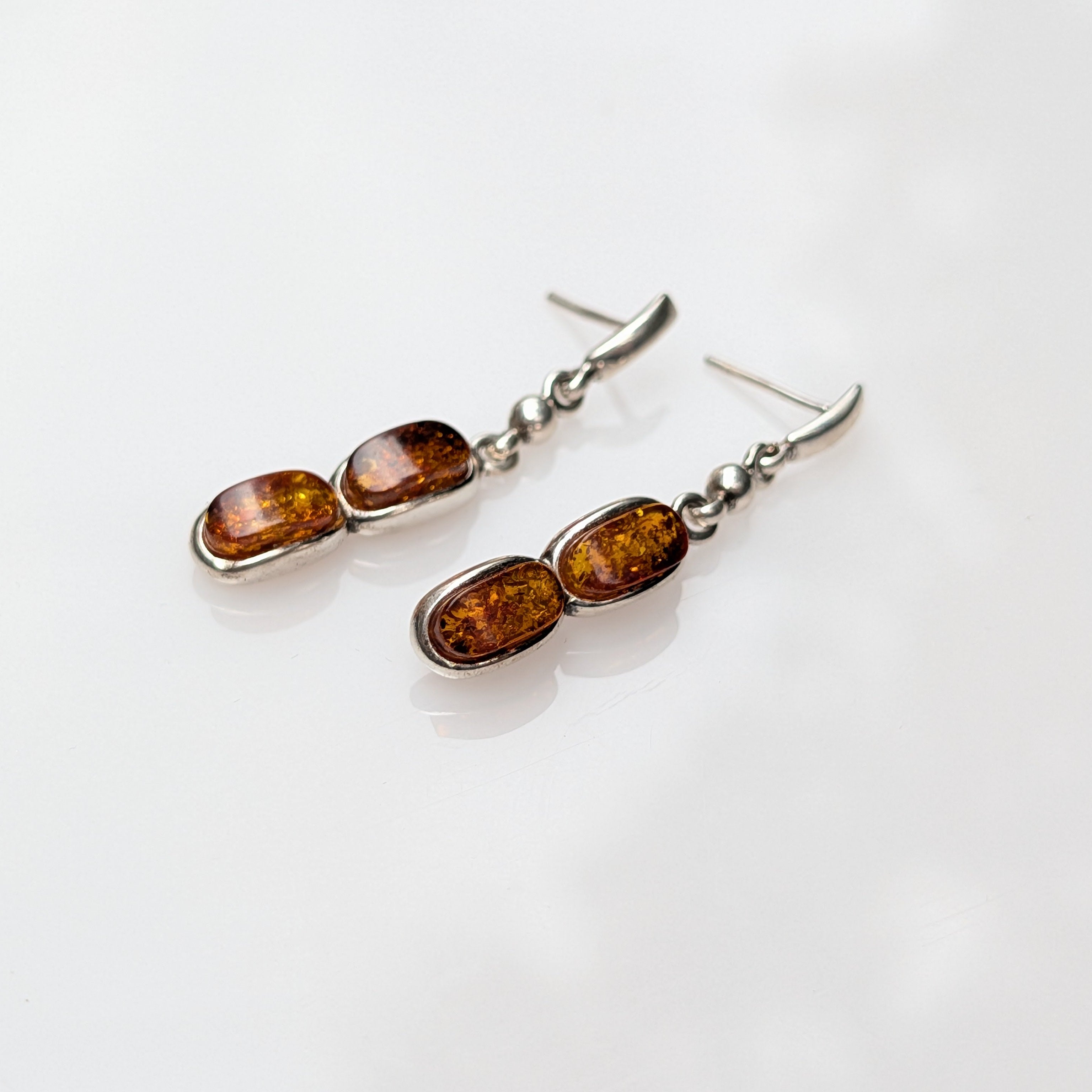 Solar Cascade Earrings | Sterling Silver Baltic Amber | Tears of the Sun