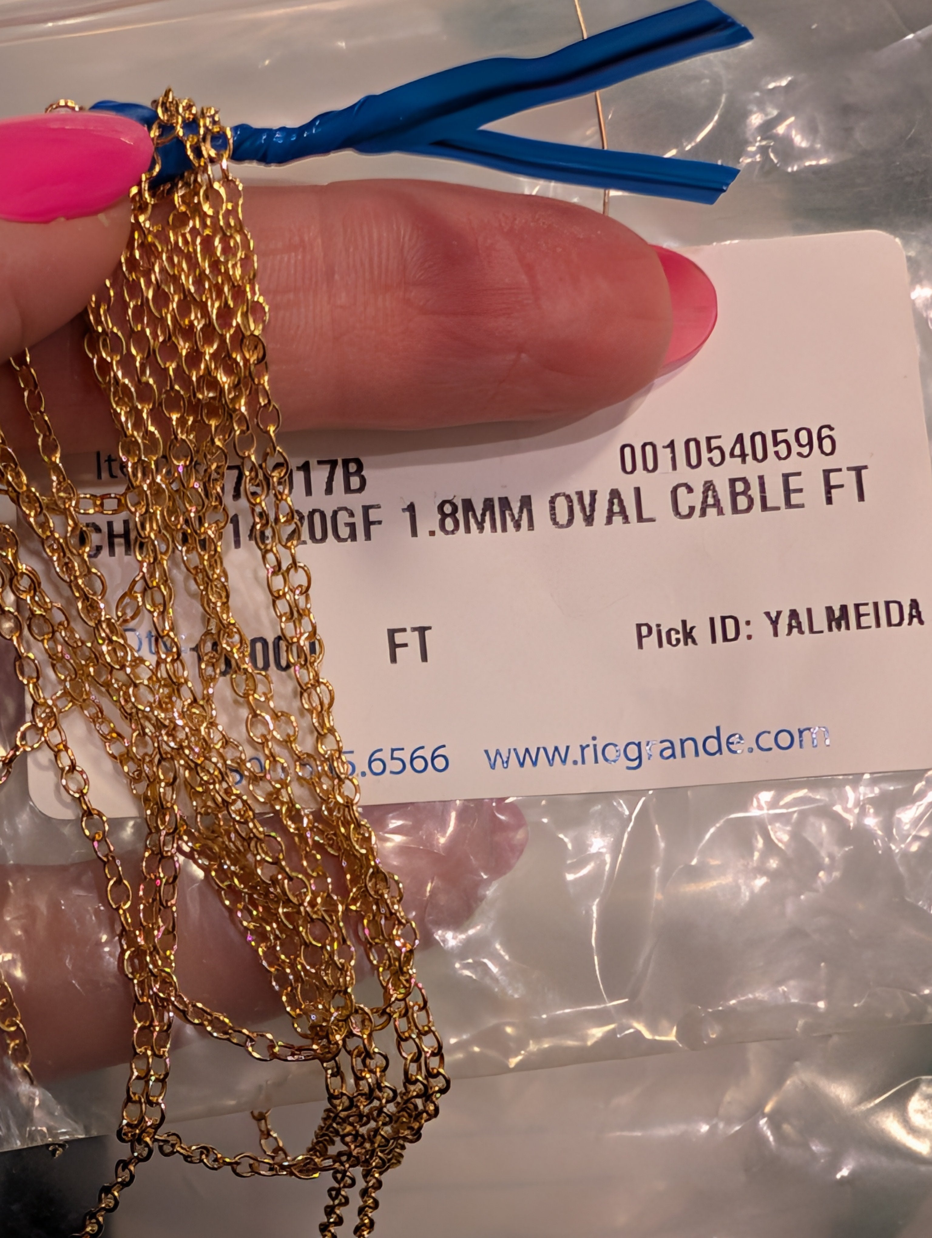 1.8mm oval cable chain YGF sold by the foot