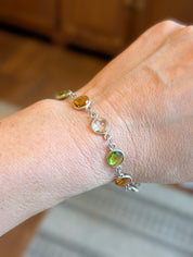 Here Comes Spring Bracelet — Citrine, Peridot & Clear Quartz in Sterling Silver