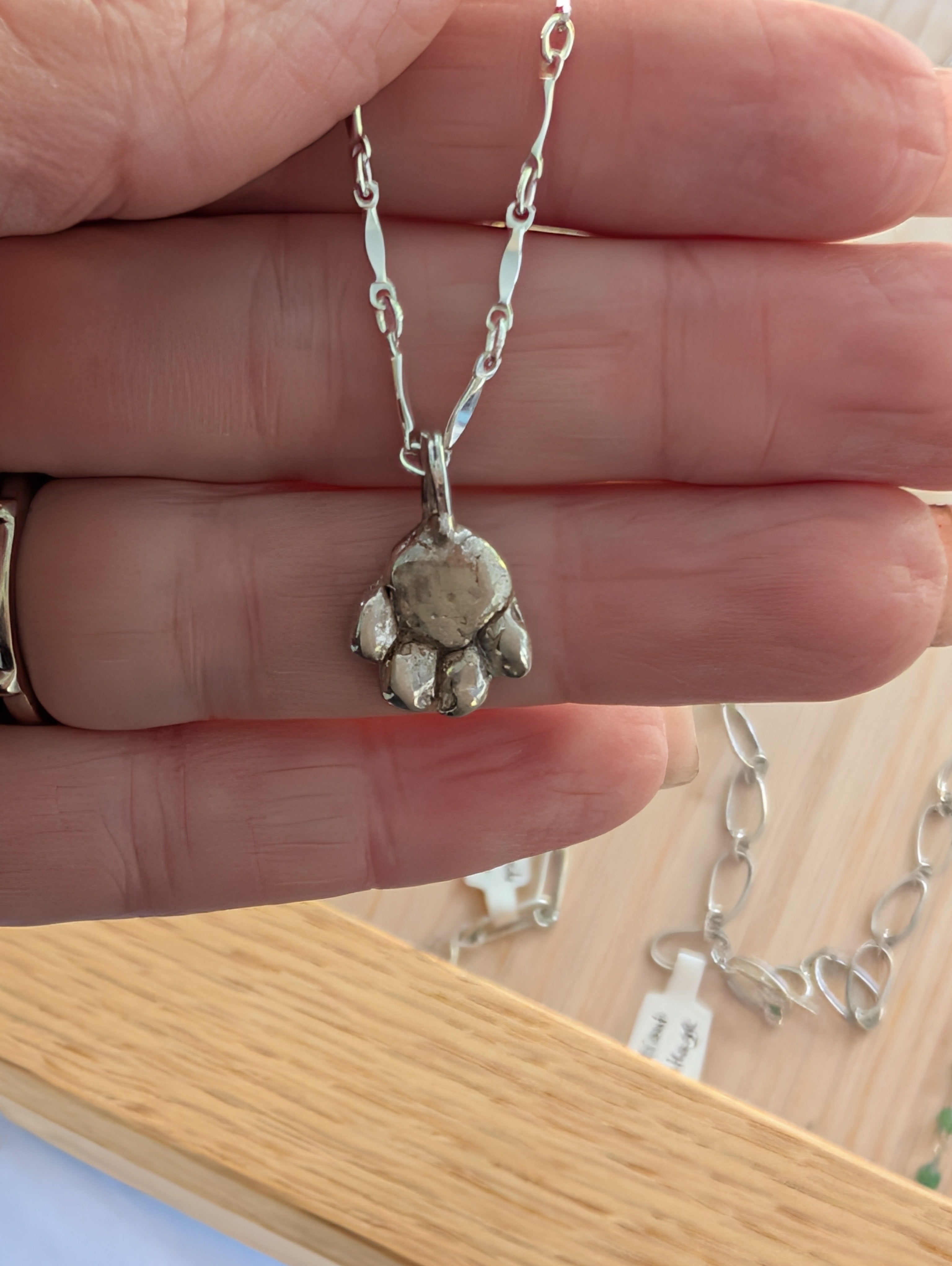 Sterling Silver Paw Print Necklace – Custom Pet Jewelry