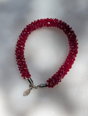 Crimson Tide Bracelet – Red Crystal Rope Bracelet in Silver