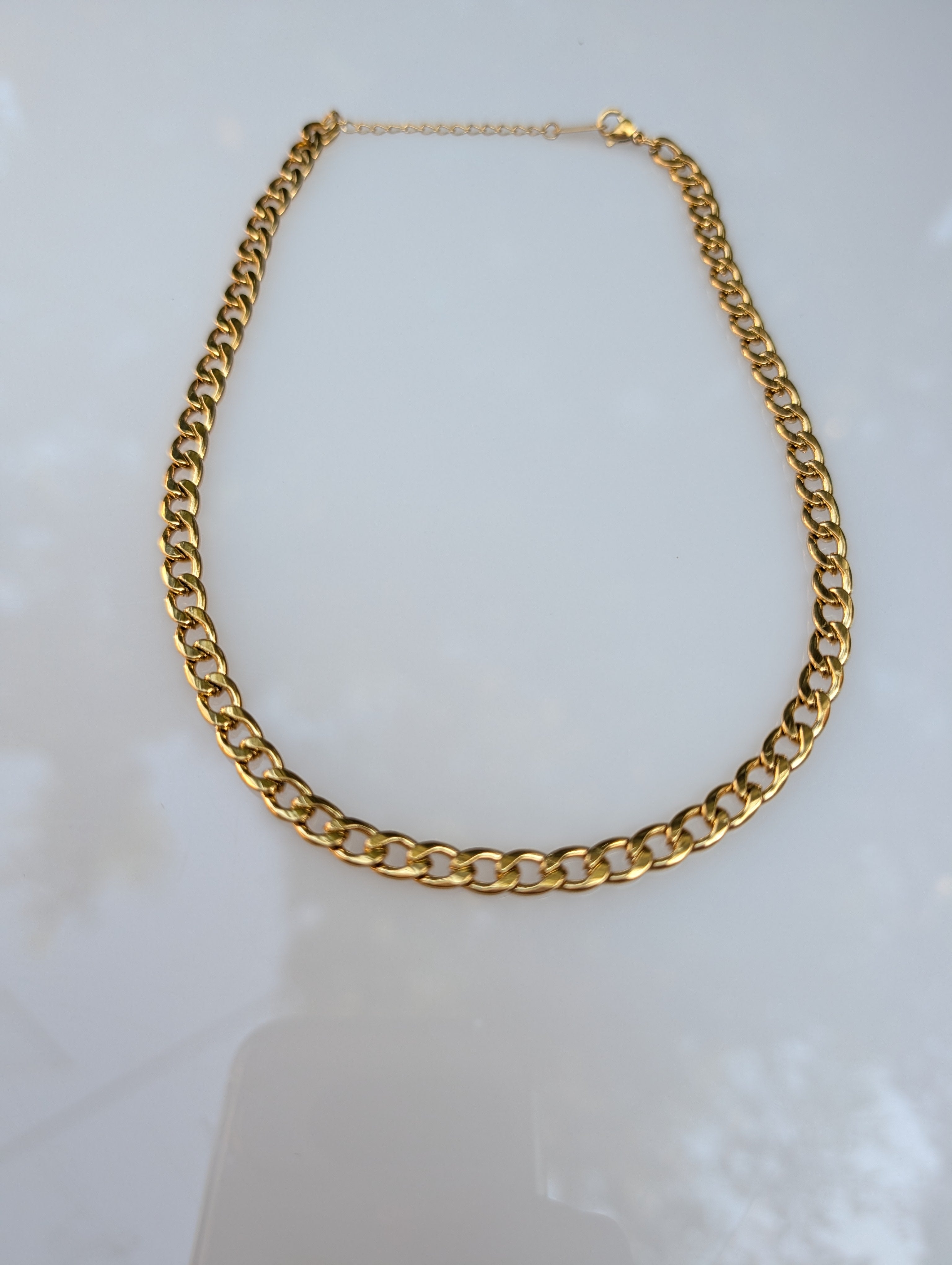 Sample Sale: Gold Curb Chain Necklace in Stainless Steel