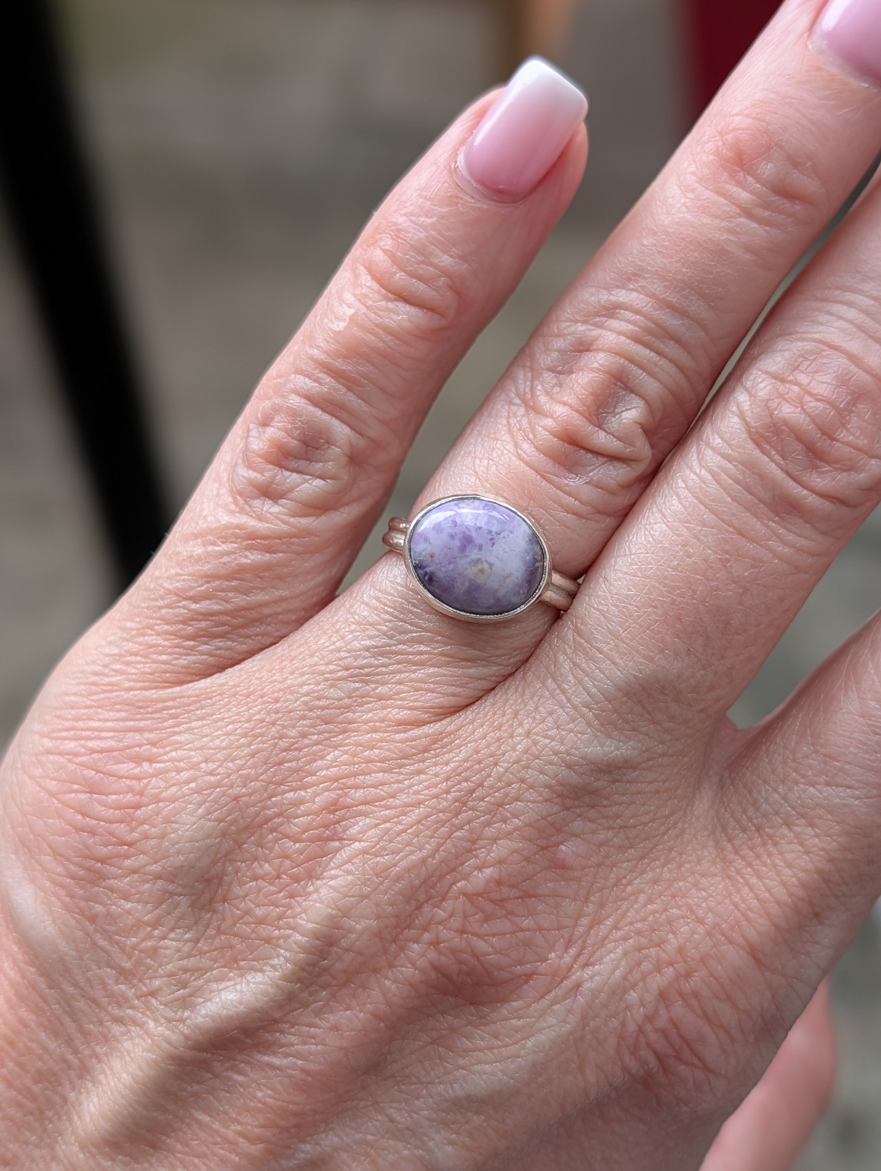 Tiffany Stone Silver Bezel Ring – Elysia | Rare Purple Gemstone | One-of-a-Kind Sterling Silver Jewelry