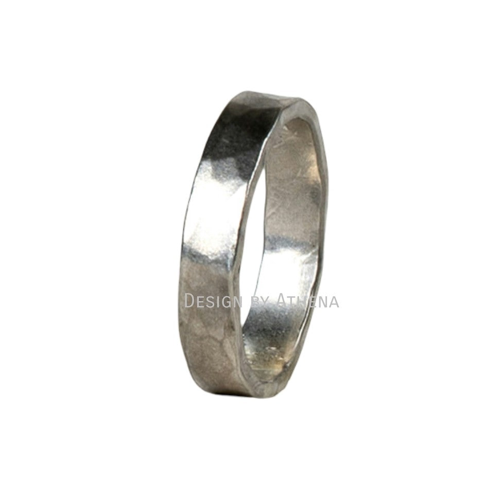 Hammered Ring Band in Sterling Silver