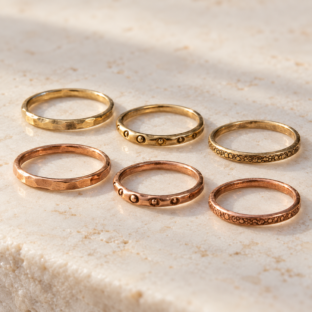 Handmade Stacking Ring — Solid Brass or Copper | Sizes 5–11