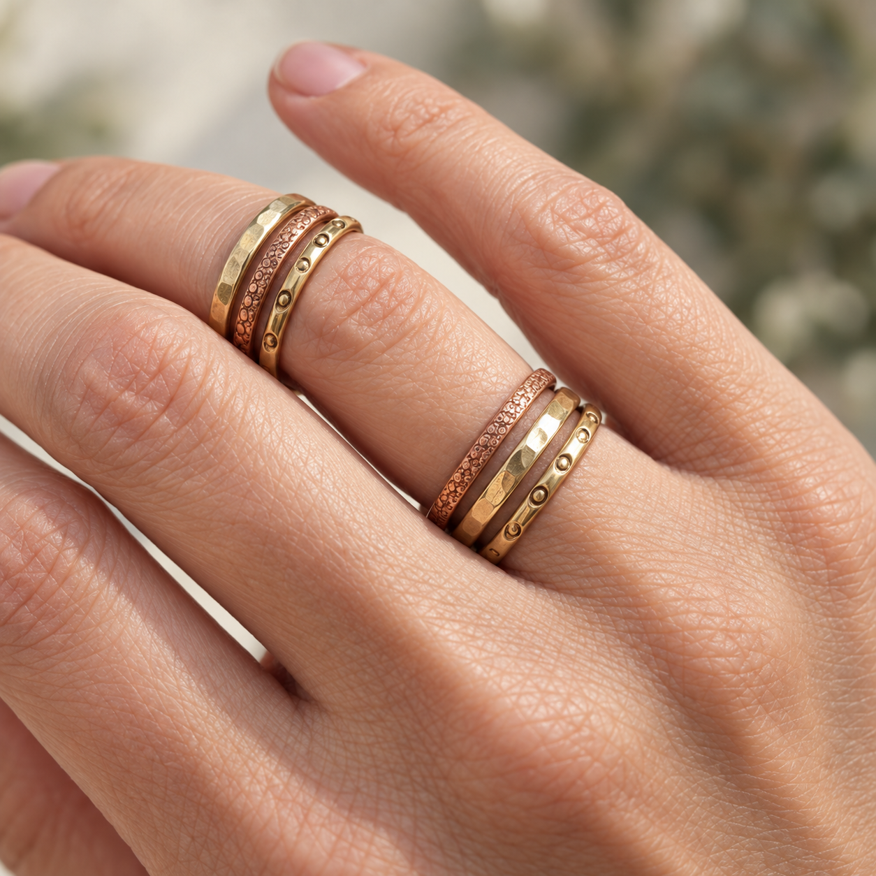 Handmade Stacking Ring — Solid Brass or Copper | Sizes 5–11