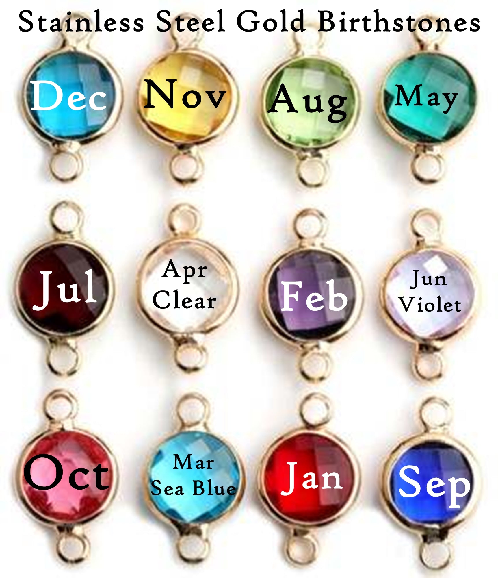 Sample Sale: Stainless Steel Birthstone Necklace