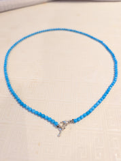 Handmade 4mm turquoise necklace with sterling silver toggle clasp, 16 inch