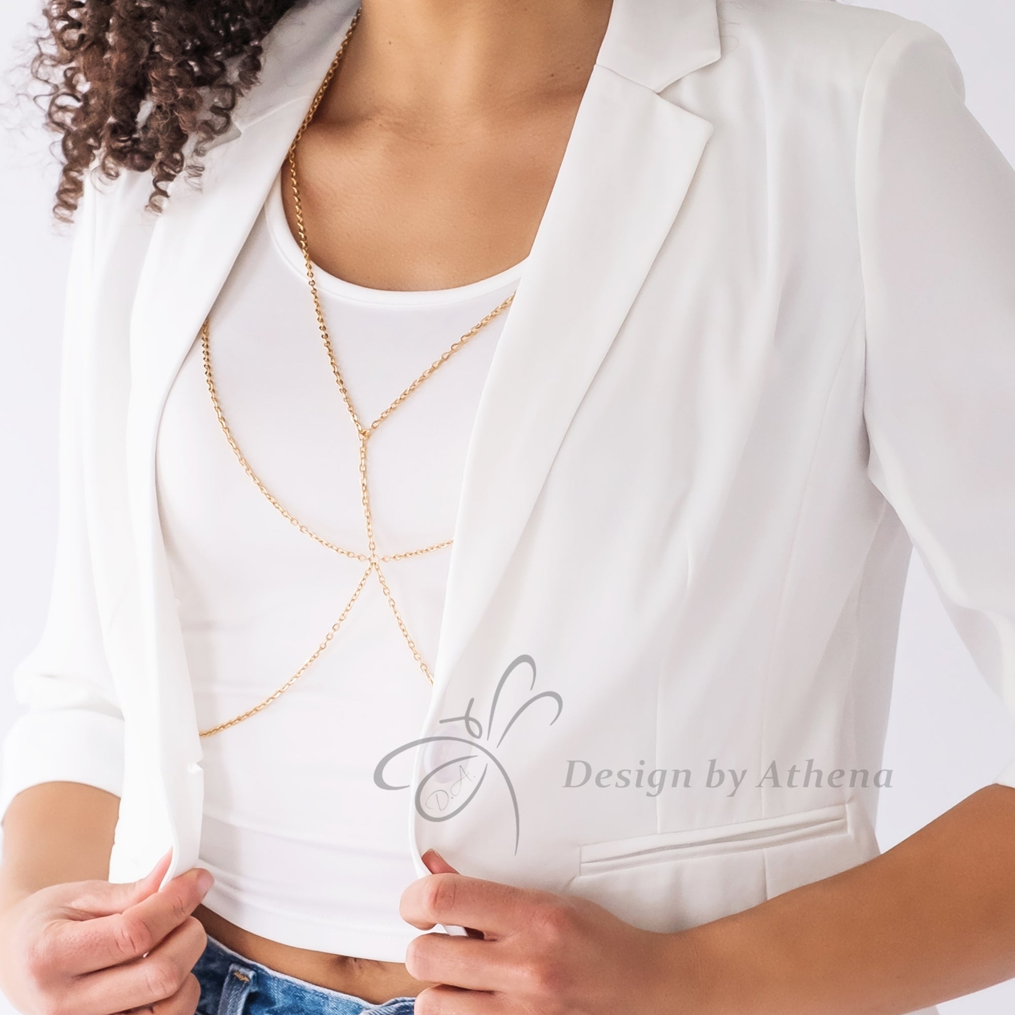 Body Chain Layered Crystal Bra Gold Harness Shiny Luxury Fashion