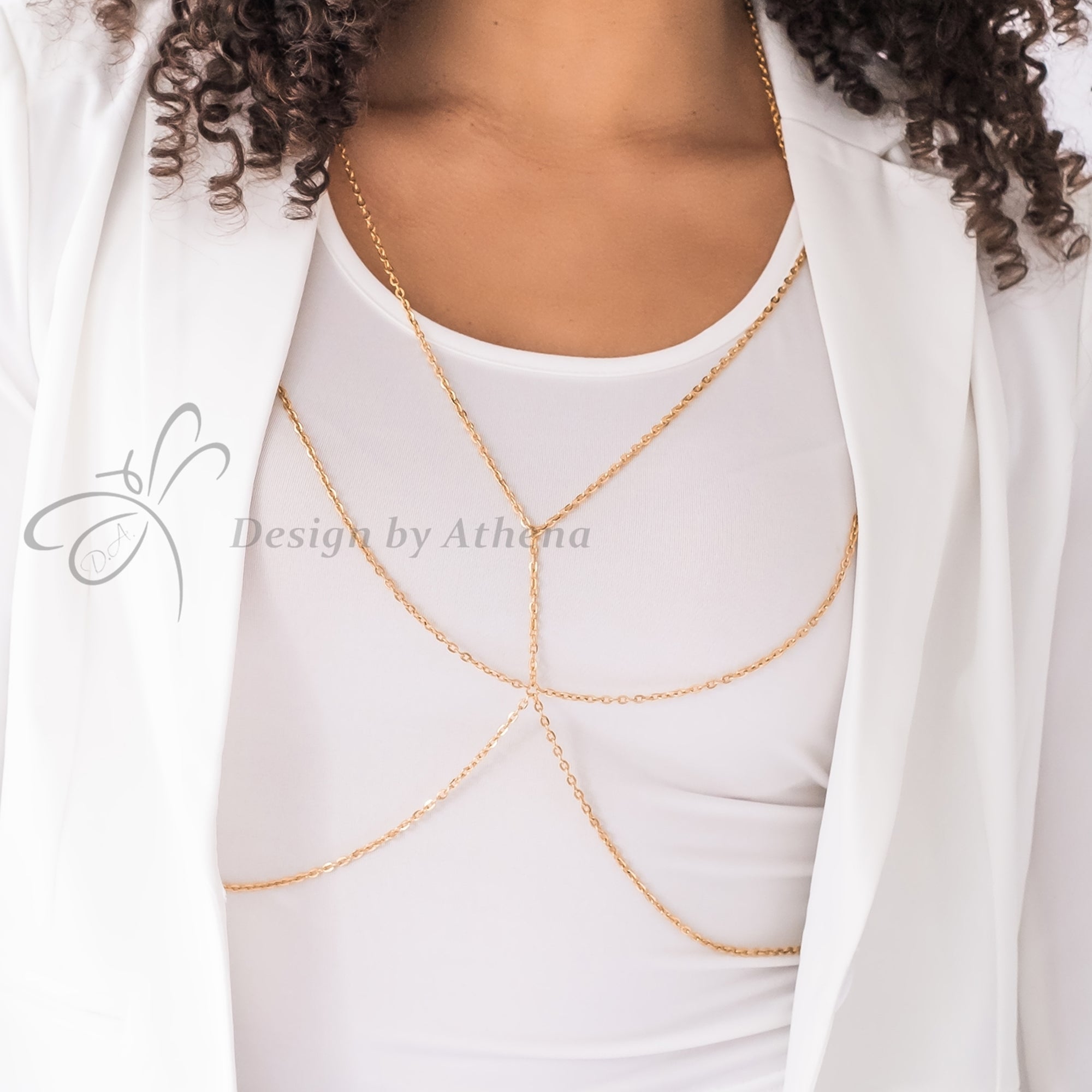 Party Body Chains Body Chain,Gold Chunky Metal Body Shoulder Chain Jewelry  Necklace Shoulder Chain Harness Dress Decor Chain Jewelry Body Jewelry