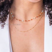 Carnelian and Blue Opal Layering Necklace Set