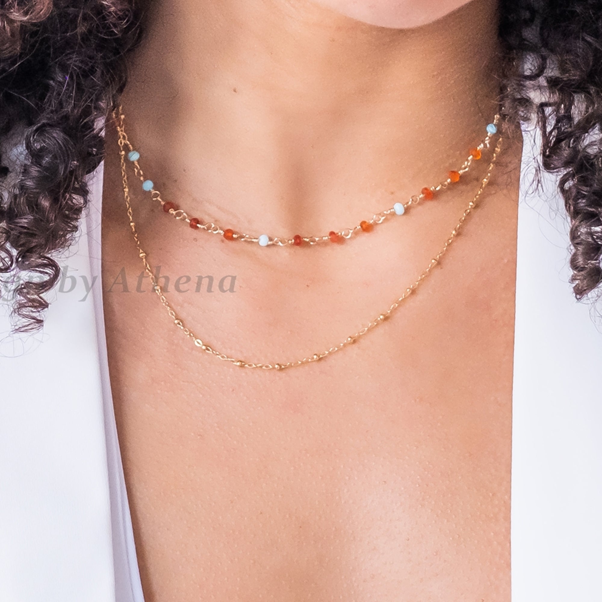 Carnelian and Blue Opal Layering Necklace Set