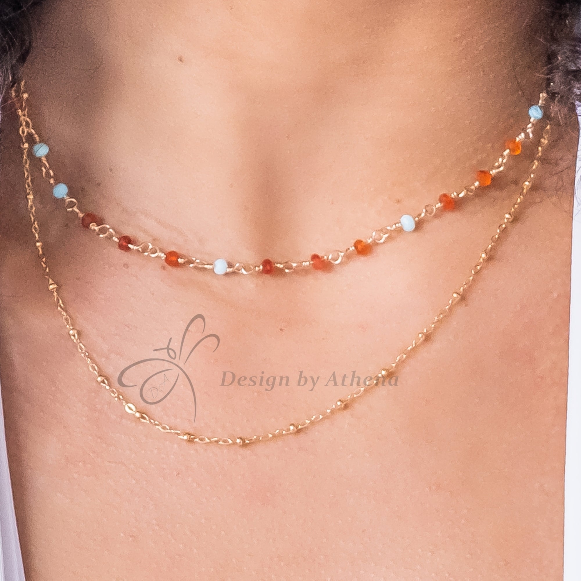 Carnelian and Blue Opal Layering Necklace Set