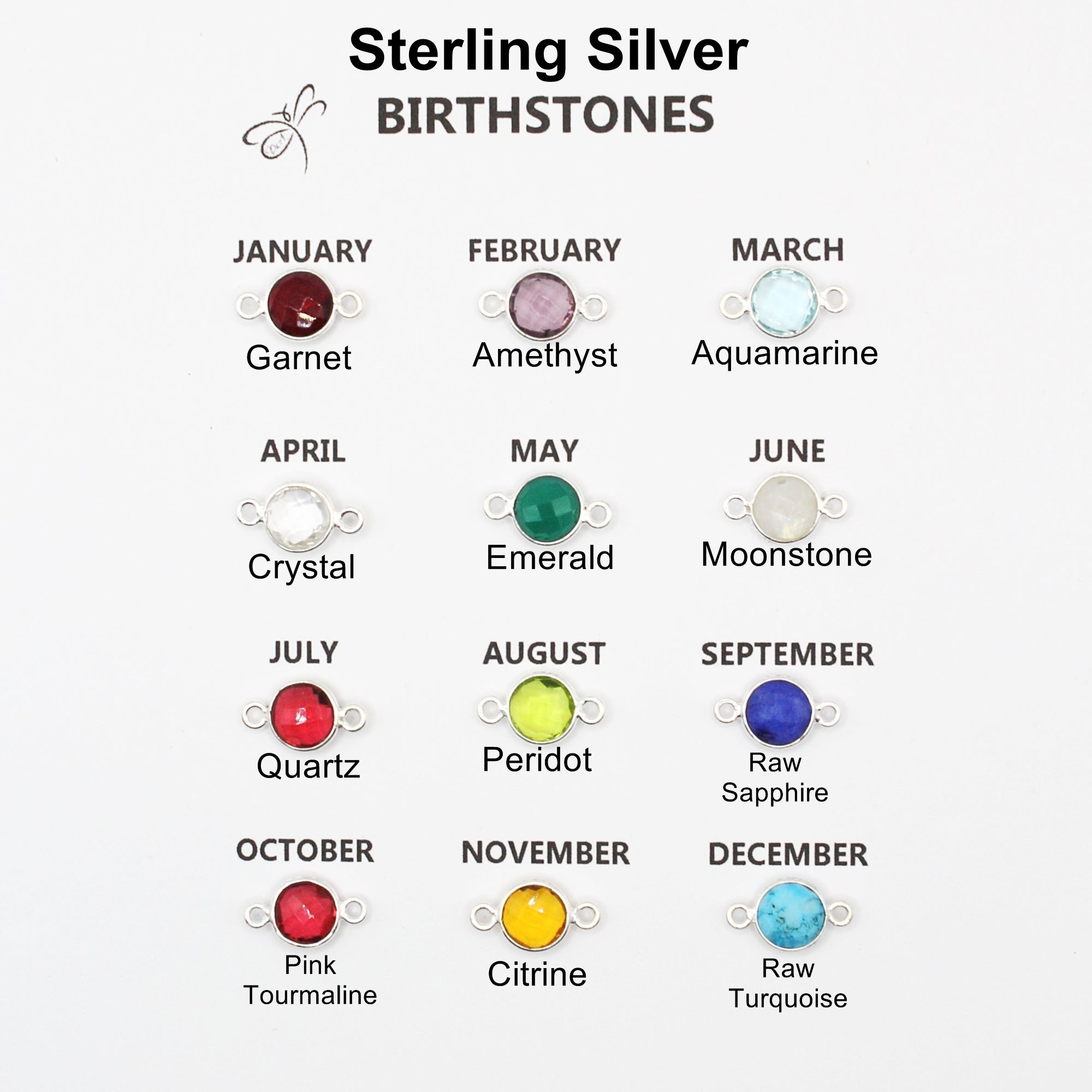 Center Birthstone Body Chain in Sterling Silver